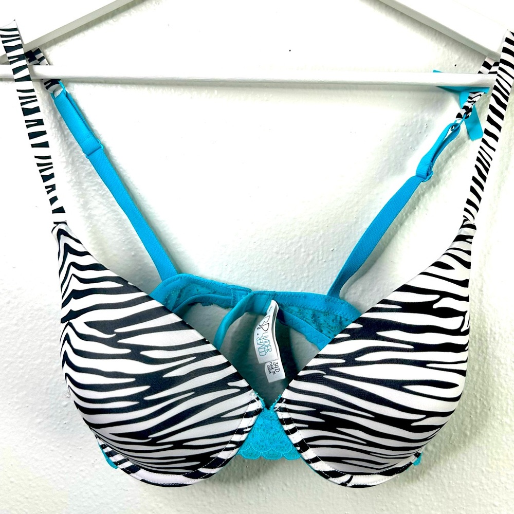 Zebra Print and Blue Lace Bra